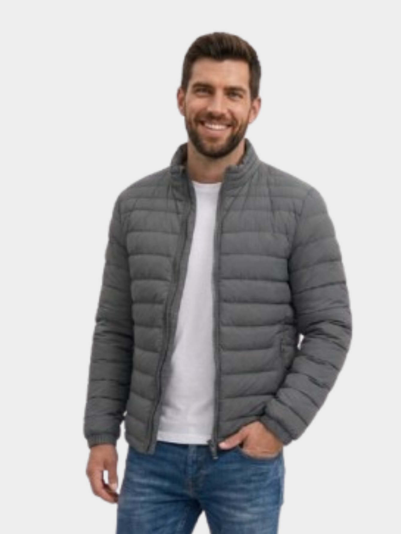 Jaqueta de Algodão Masculina Urban Slim Fit Gola Alta