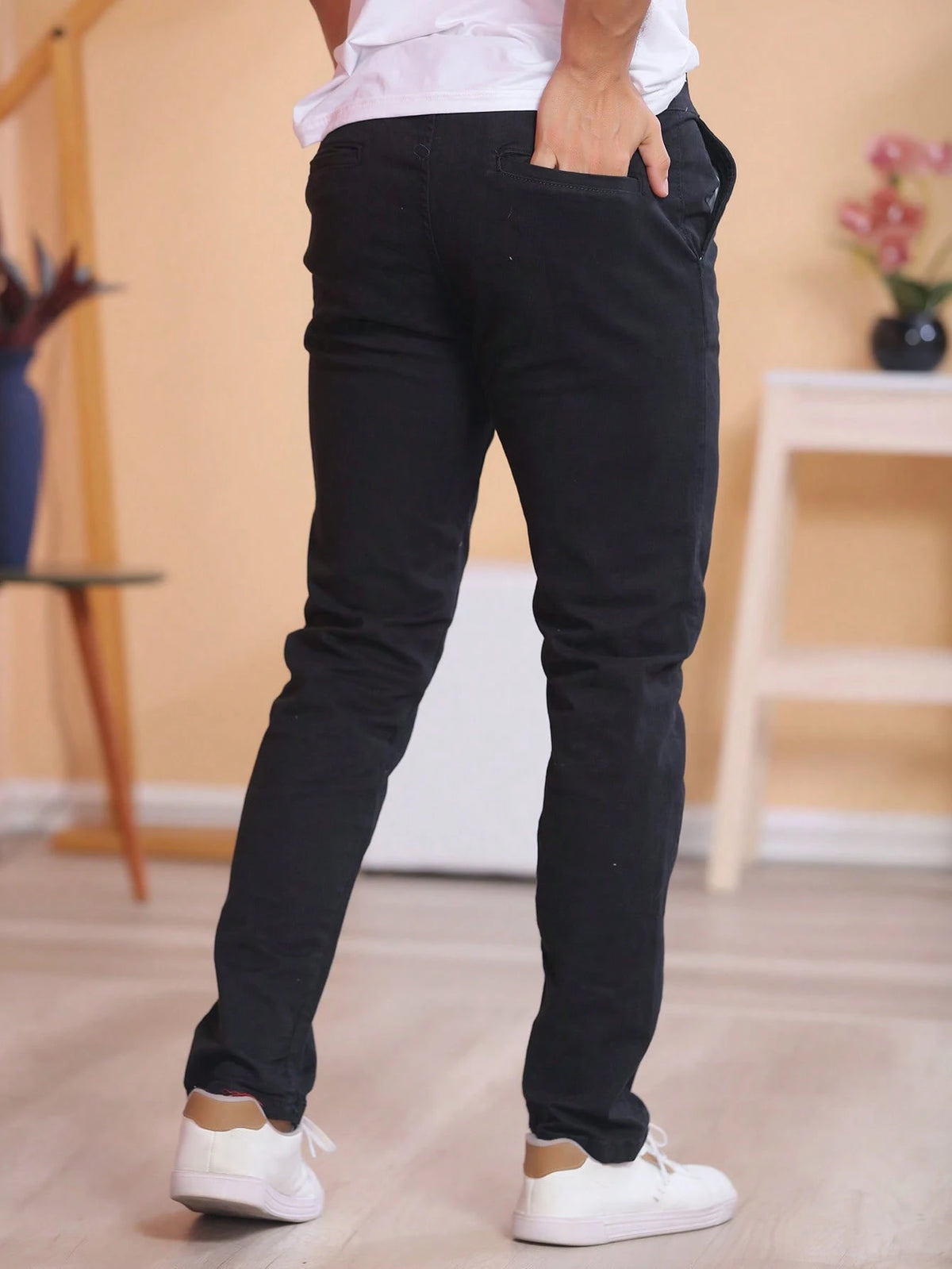 Vendedor IndicadoCalça Sarja Bolso Embutido Bolso Faca Sport Fino Social Masculino com Lycra Alta Durabilidade e Conforto
