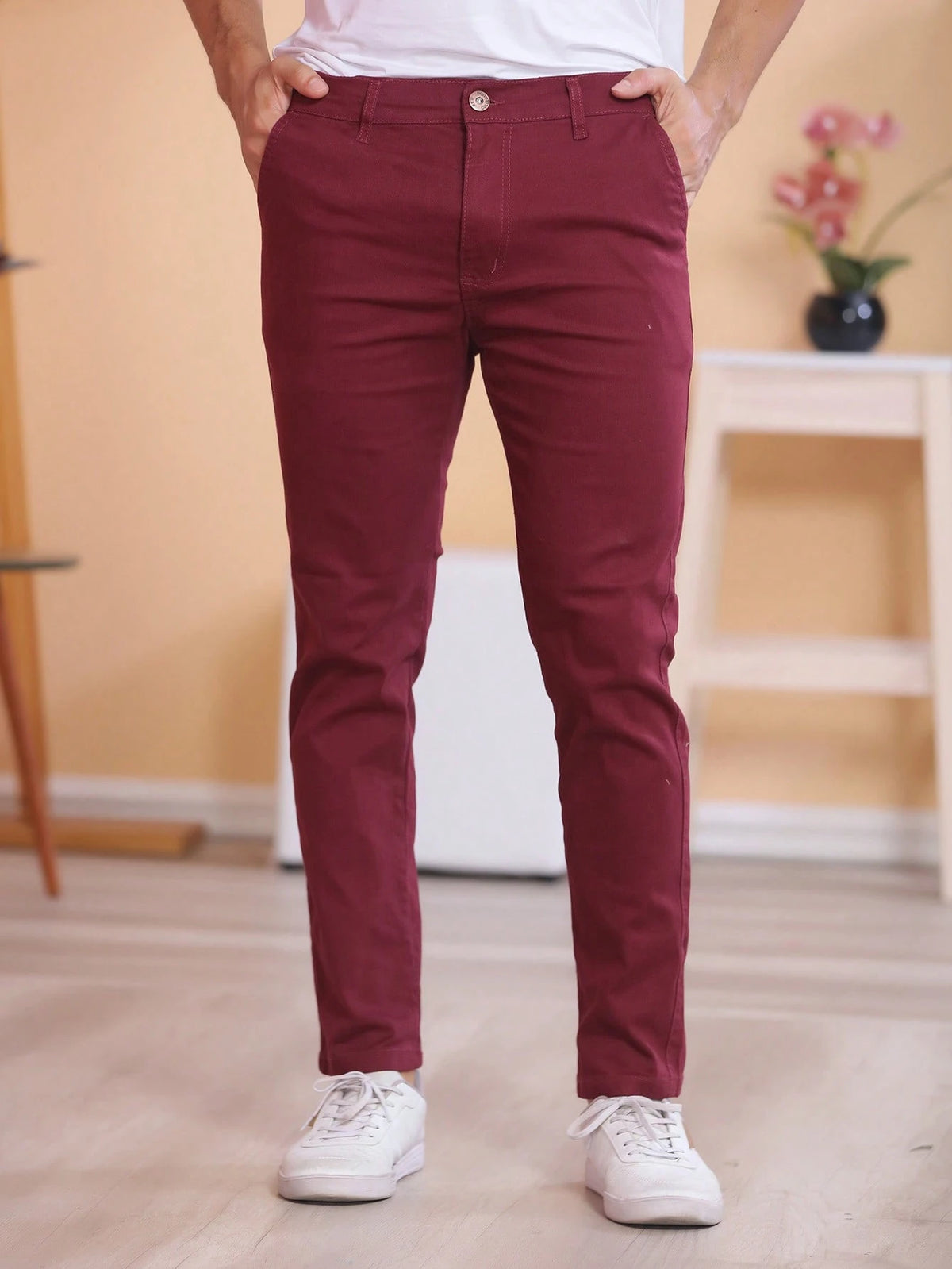 Calça Sarja Vinho Masculina Regular Fit