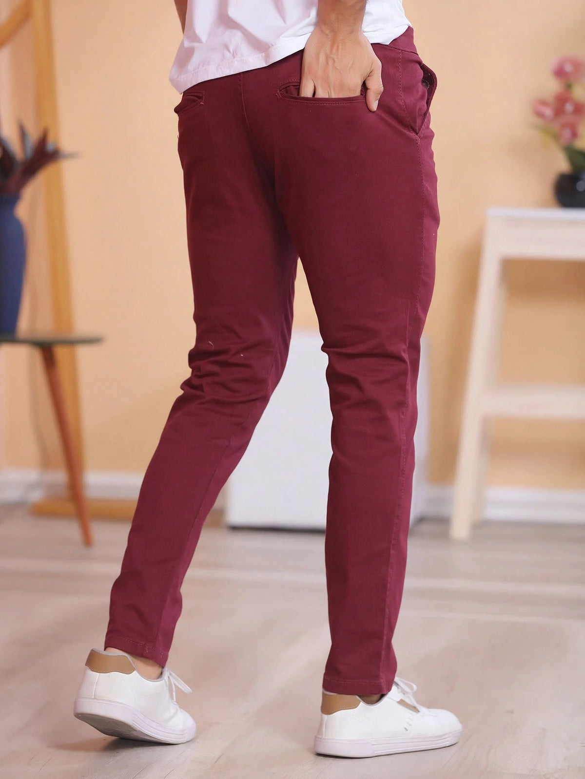 Calça Sarja Vinho Masculina Regular Fit