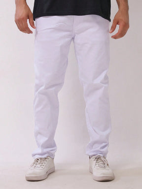 Calça Sarja Branca Masculina Regular Fit