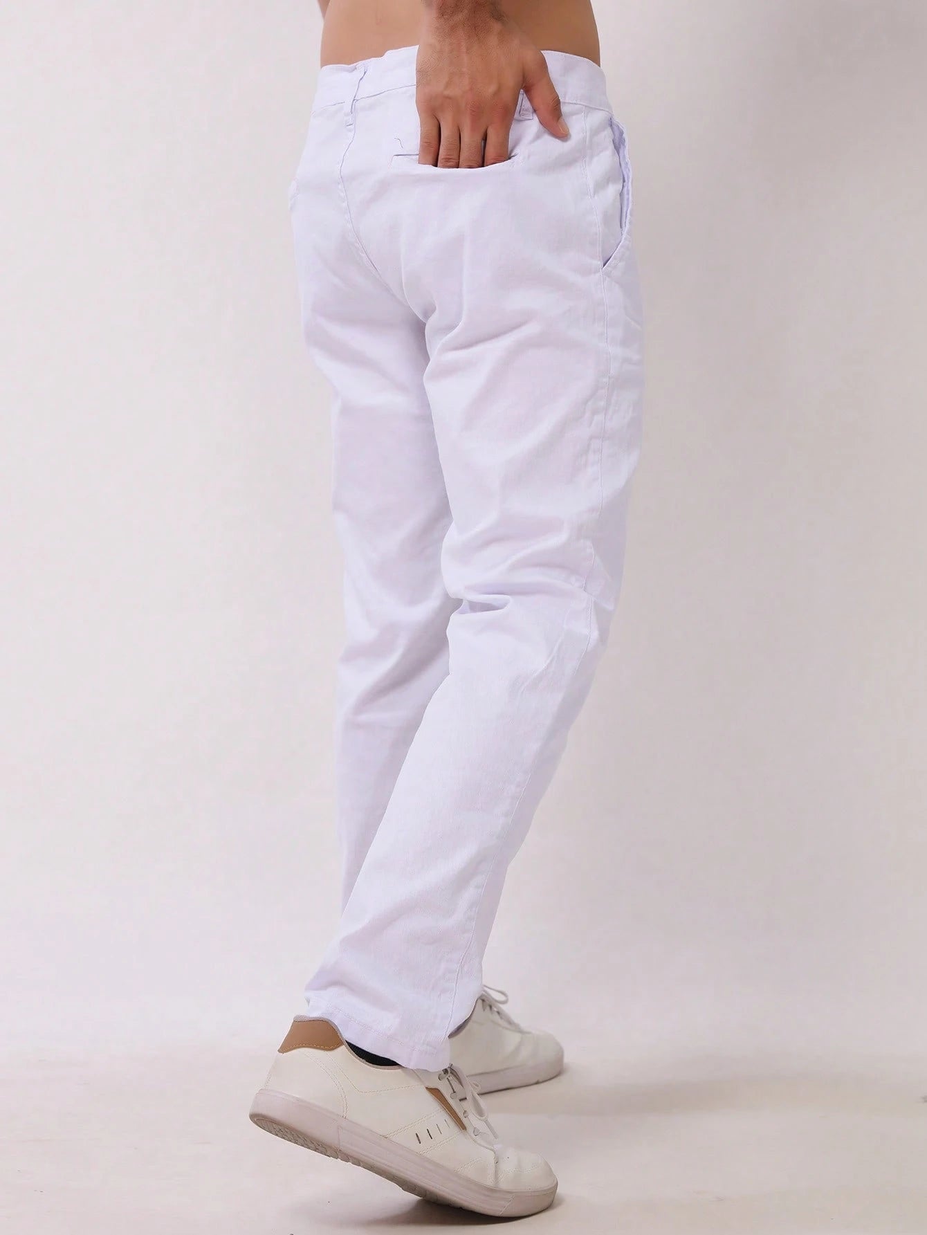 Calça Sarja Branca Masculina Regular Fit