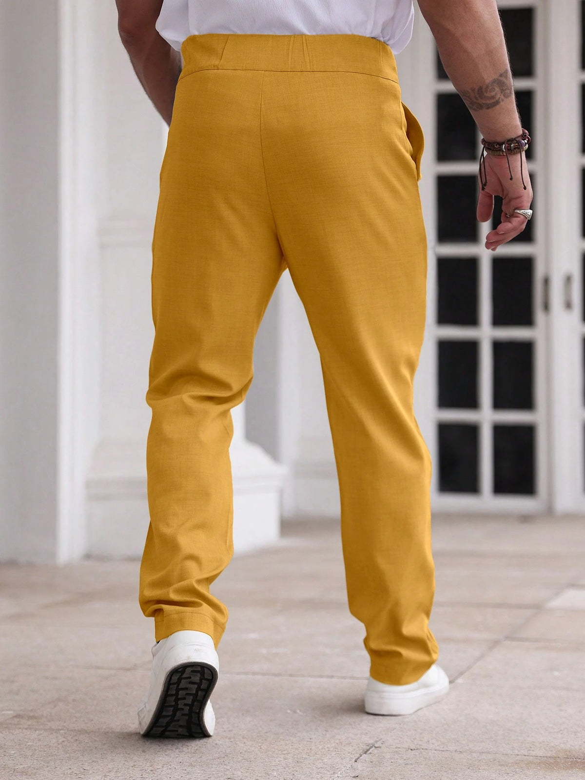 Calça Social Amarela Masculina Sicilia Alfaiataria Regular Fit