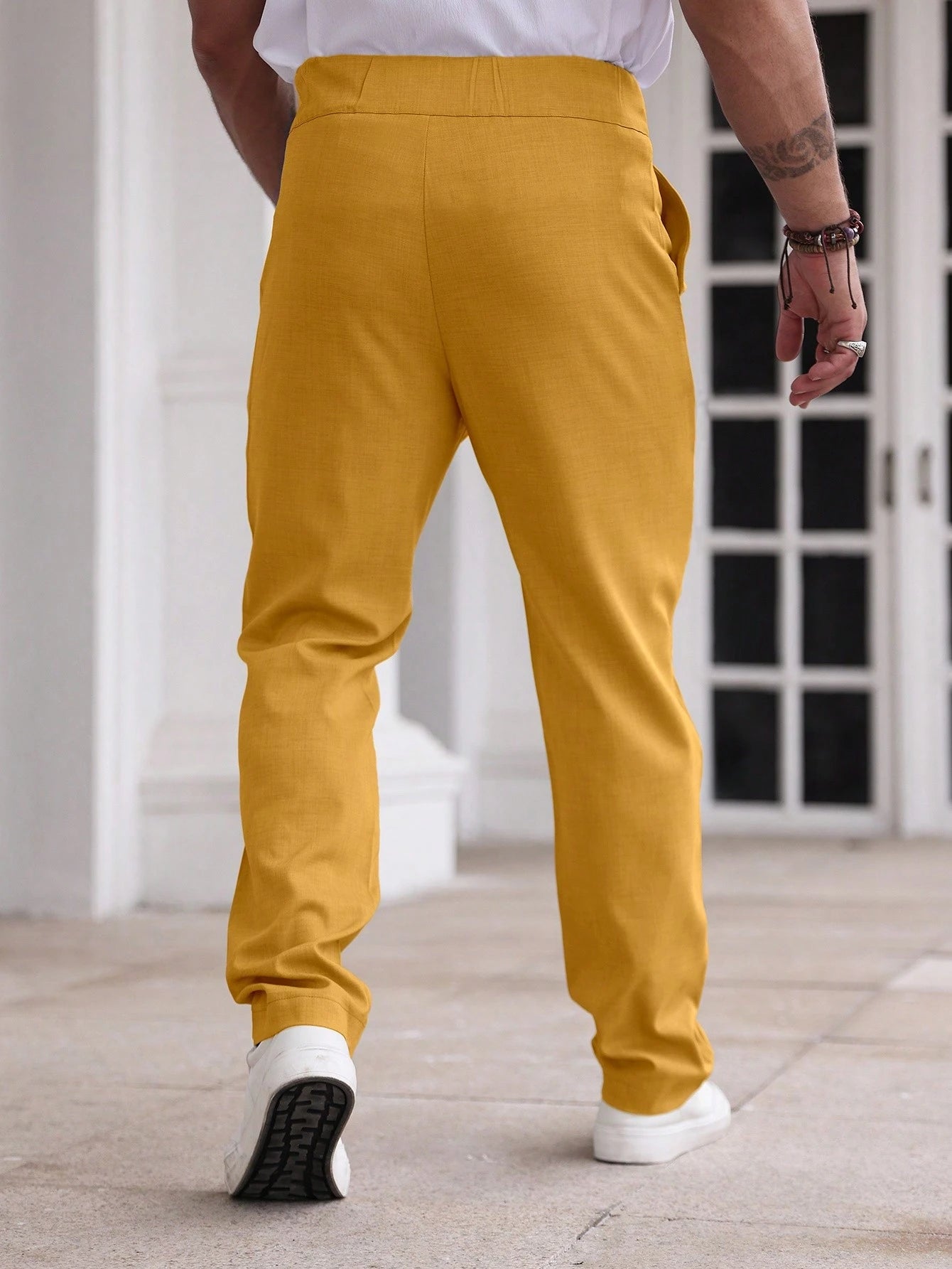 Calça Social Amarela Masculina Sicilia Alfaiataria Regular Fit