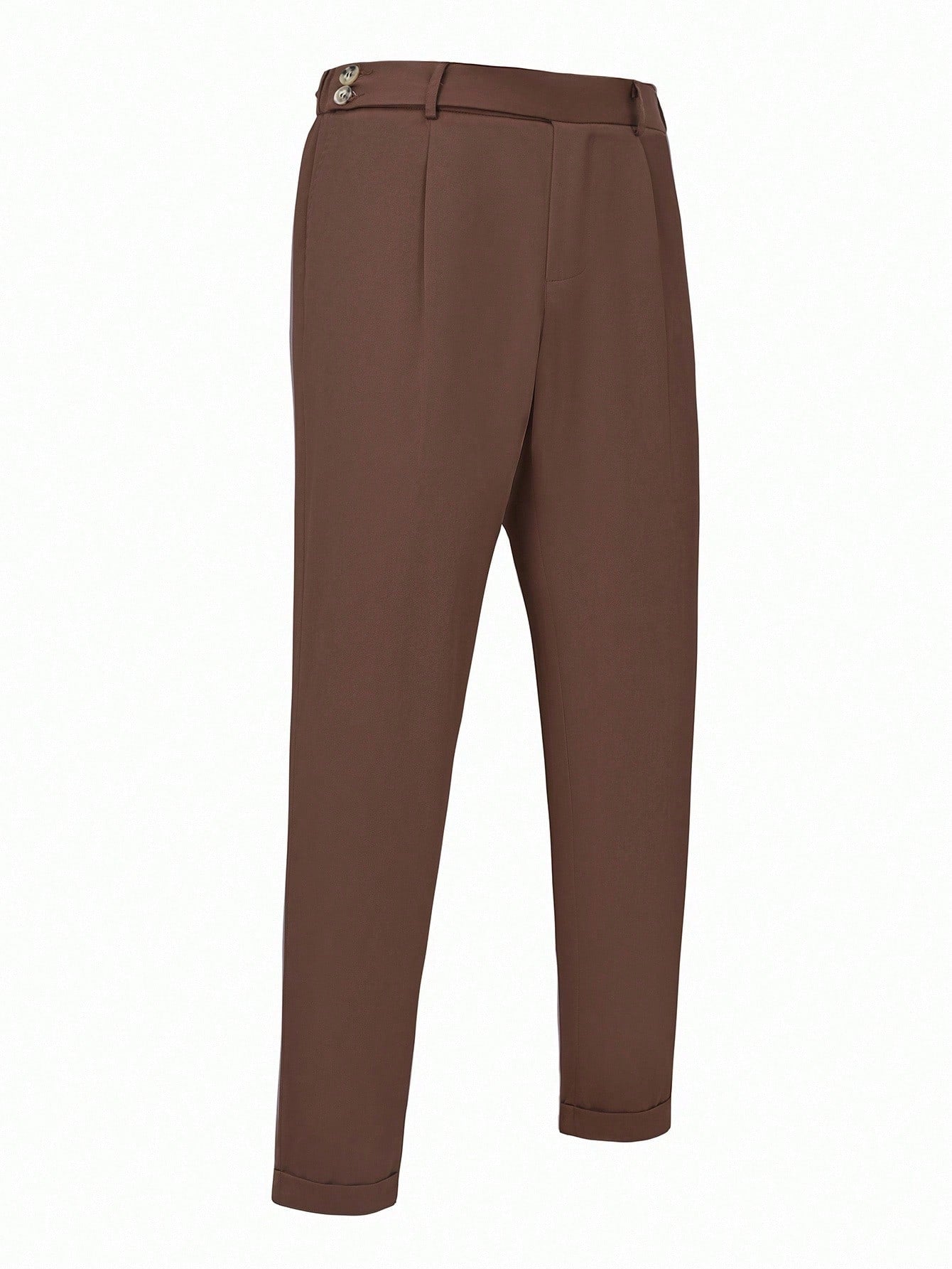 Manfinity Bizformal Calça Casual de Negócios Reta com Bolso Pregueado de Cor Sólida para Homens