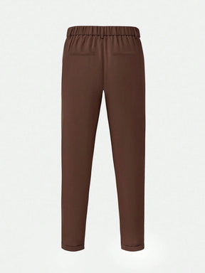 Manfinity Bizformal Calça Casual de Negócios Reta com Bolso Pregueado de Cor Sólida para Homens