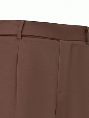 Manfinity Bizformal Calça Casual de Negócios Reta com Bolso Pregueado de Cor Sólida para Homens
