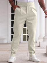 Manfinity Homme Calça Casual Solta, de Perna Reta e Pregas de Cor Sólida para Homens