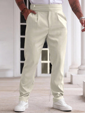 Manfinity Homme Calça Casual Solta, de Perna Reta e Pregas de Cor Sólida para Homens