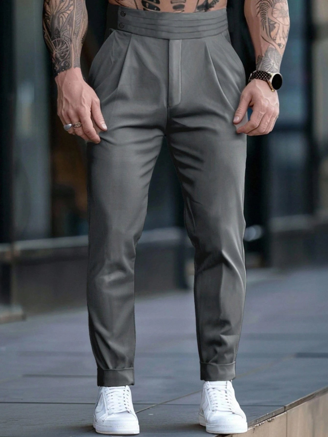 Calça Social Chumbo Masculina Sicilia Alfaiataria Regular Fit
