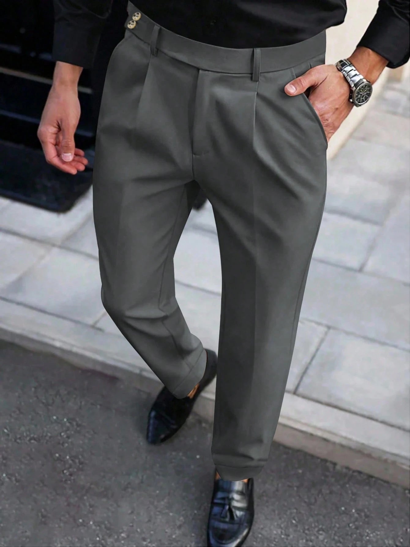 Calça Social Chumbo Masculina Alfaiataria Milano Regular Fit