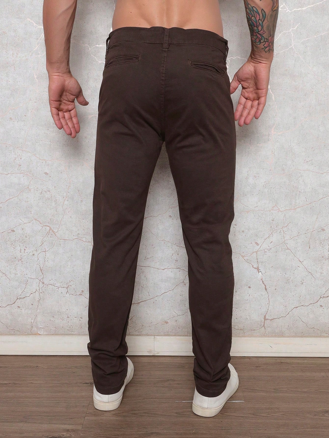 Calça Sarja Marrom Masculina Regular Fit