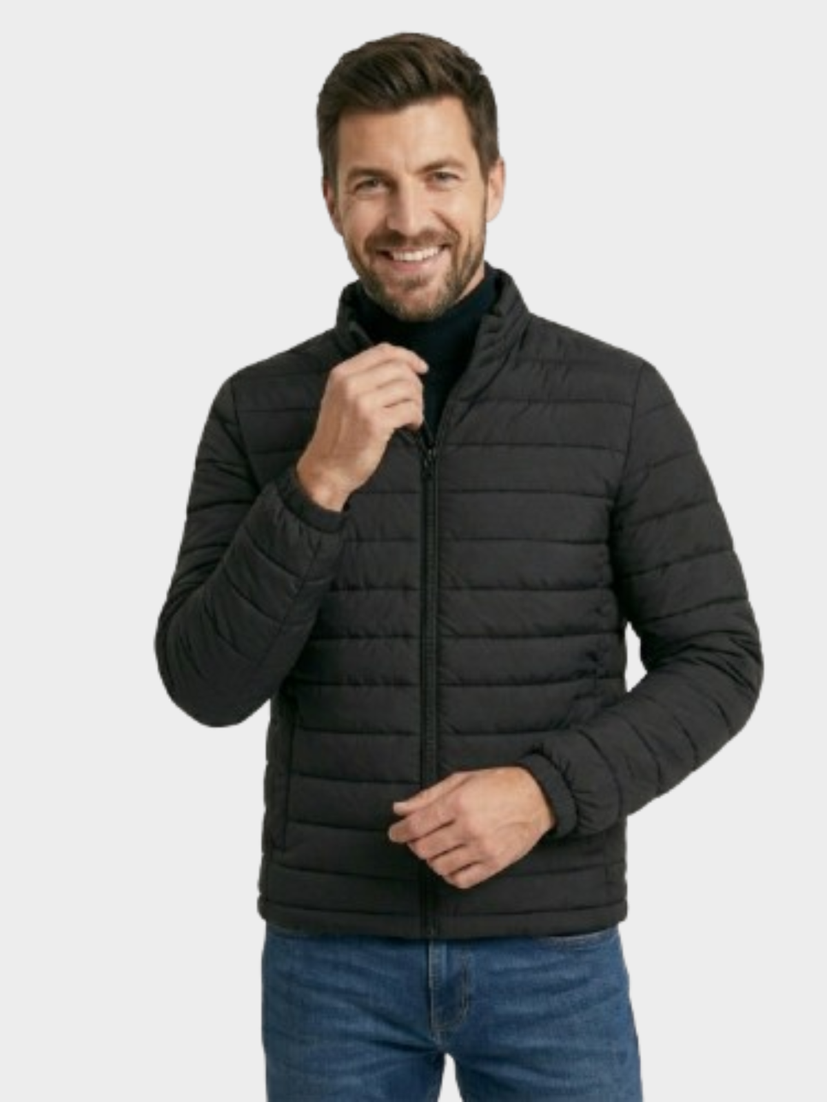 Jaqueta de Algodão Masculina Urban Slim Fit Gola Alta