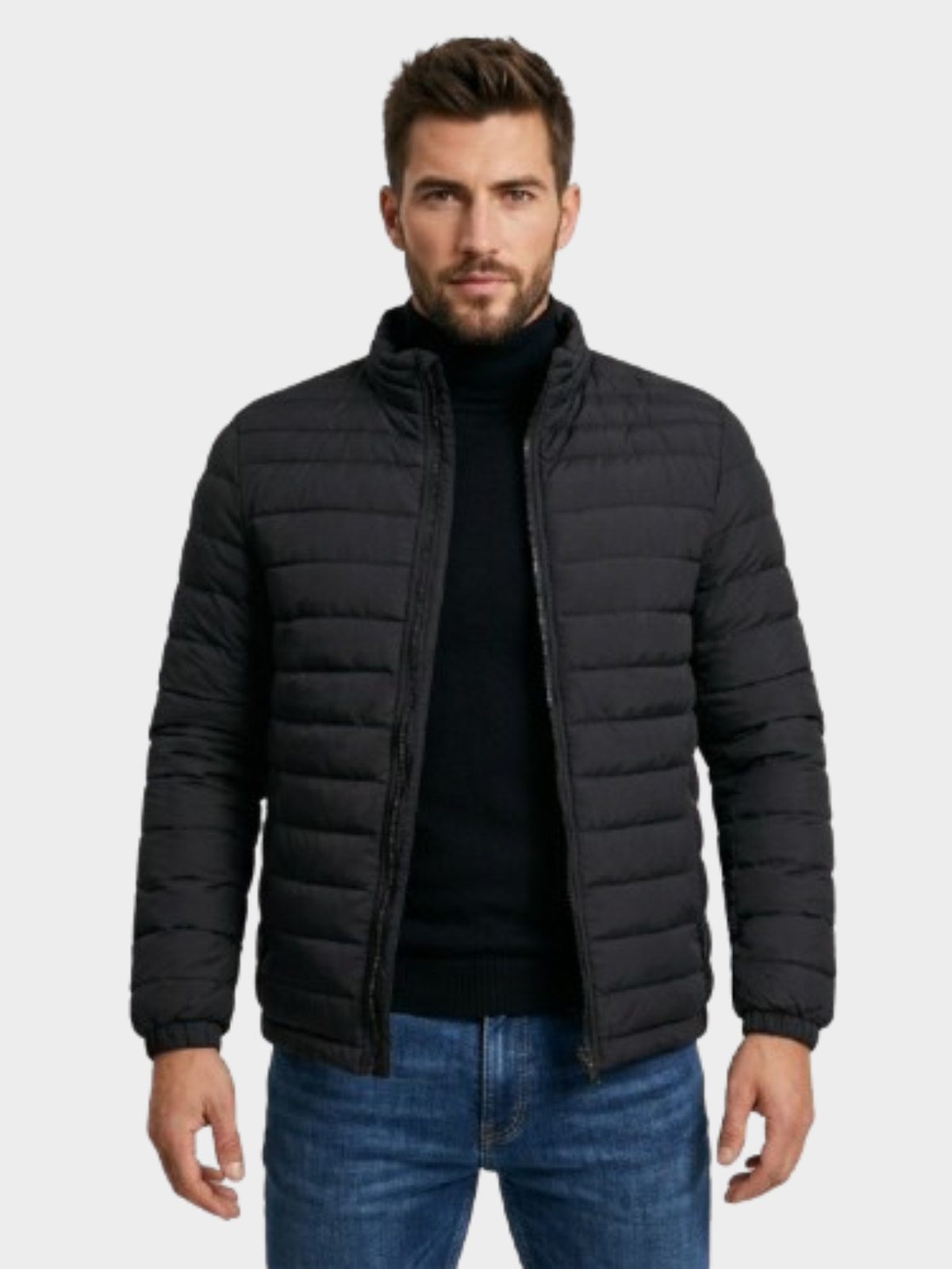 Jaqueta de Algodão Masculina Urban Slim Fit Gola Alta