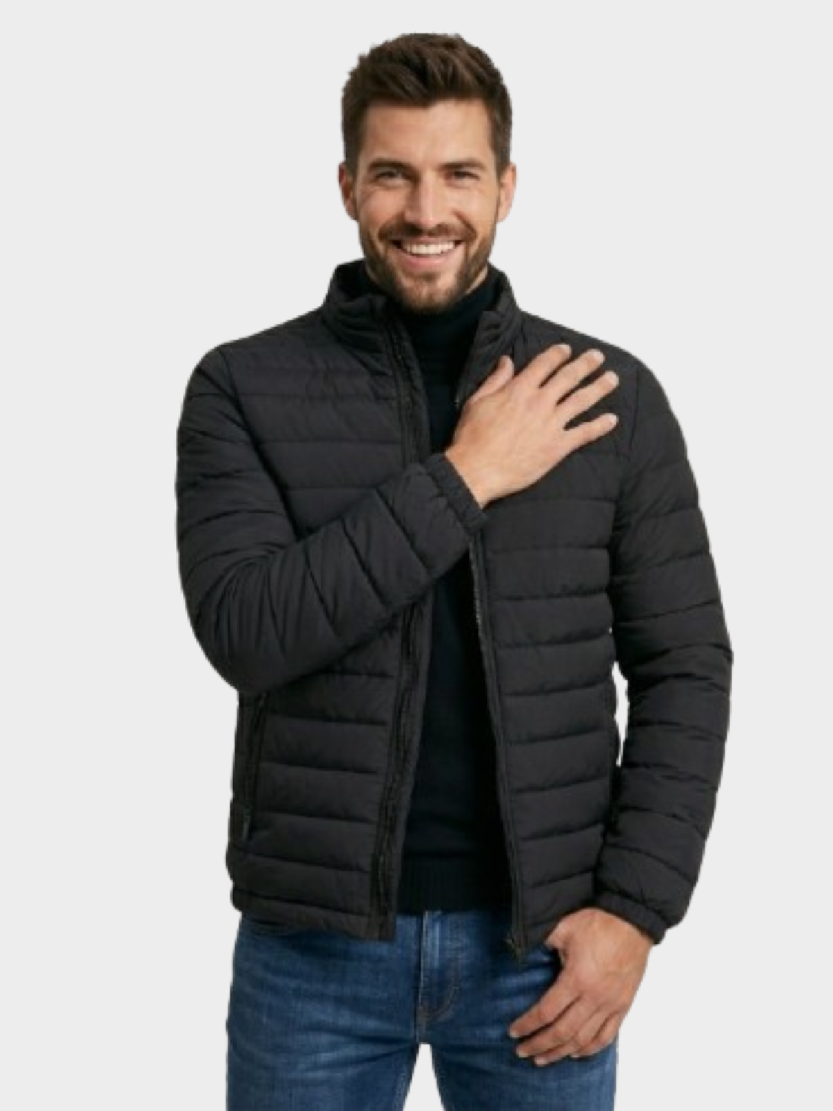 Jaqueta de Algodão Masculina Urban Slim Fit Gola Alta