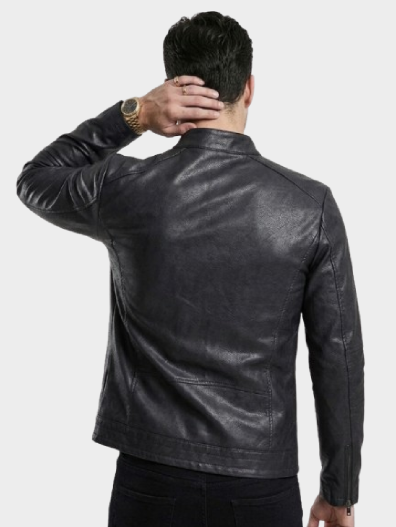 Jaqueta de Couro Masculina Savonna Gola Alta e Bolso Frontal