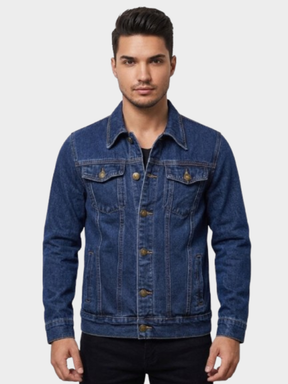 Jaqueta Jeans Masculina Cavalieri Bolsos Frontais de Lapela