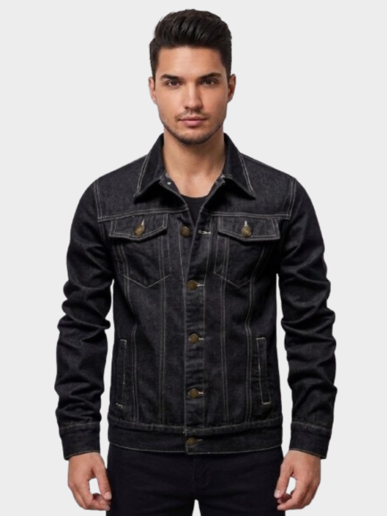 Jaqueta Jeans Masculina Cavalieri Bolsos Frontais de Lapela