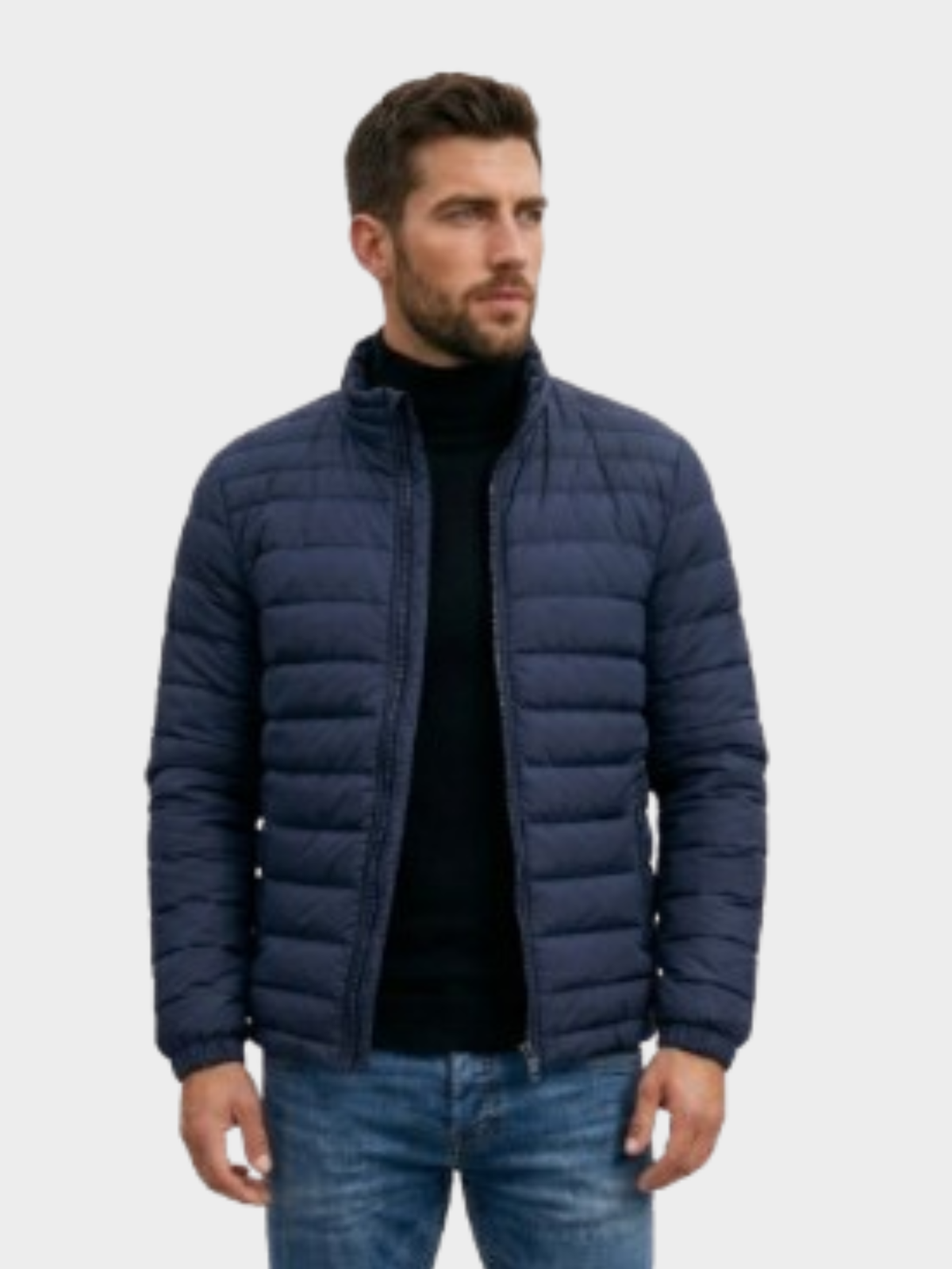 Jaqueta de Algodão Masculina Urban Slim Fit Gola Alta