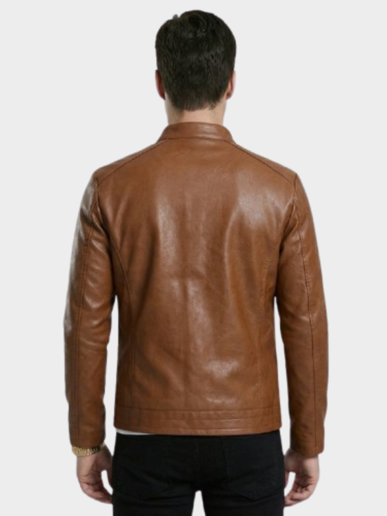 Jaqueta de Couro Masculina Savonna Gola Alta e Bolso Frontal