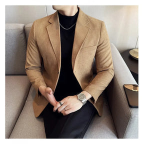 2026 Spring/Fall Men's Blue Suit Jacket, Black Long-Sleeve V-Neck Single-Breasted Formal Coats, Asian Fit Slim Cut.