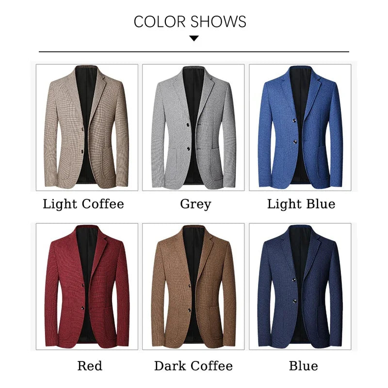 TFETTERS Brand 2025 Spring Elegant Blazer for Men Long Sleeve 2 Button Wedding Party Easy Care Business Blazers Suits Men