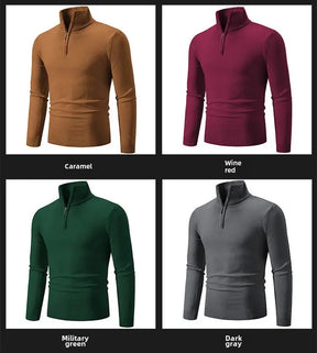 New Arrival Autumn/winter Men's Knitted Pullover Sweater Zipper Half Polo/turtle Neck Casual Top Long Sleeve