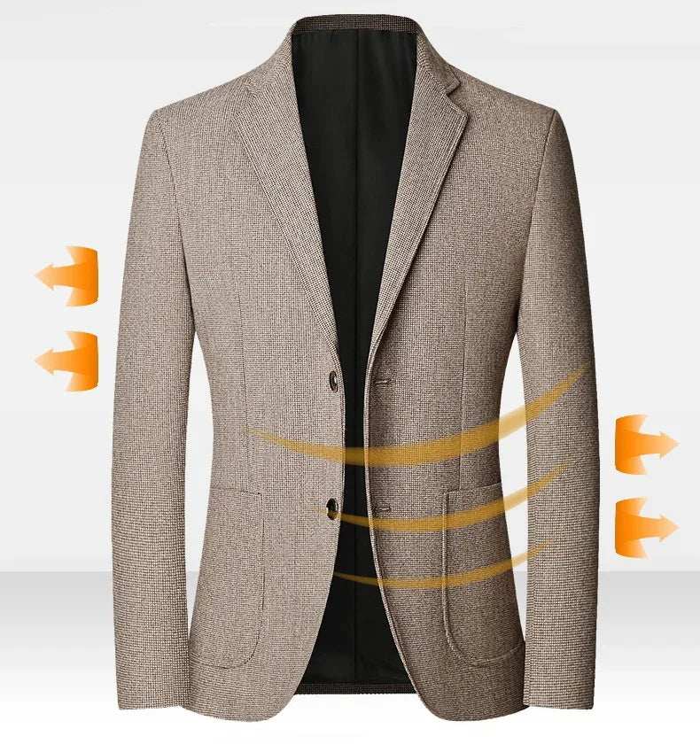 TFETTERS Brand 2025 Spring Elegant Blazer for Men Long Sleeve 2 Button Wedding Party Easy Care Business Blazers Suits Men