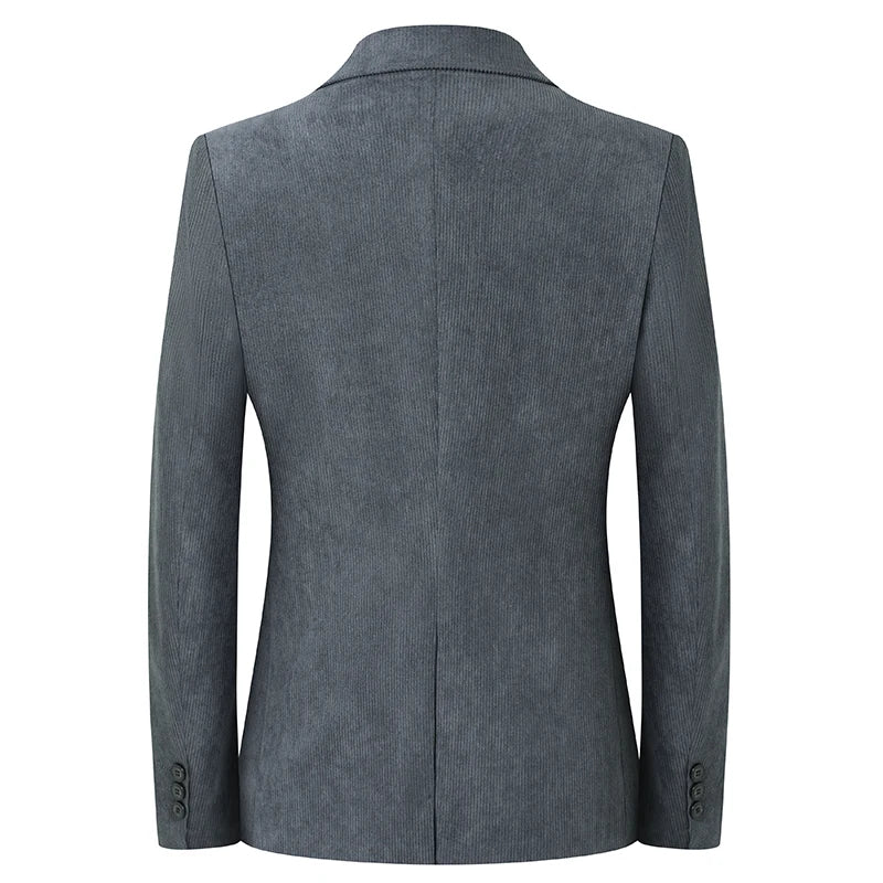 2026 Spring/Fall Men's Blue Suit Jacket, Black Long-Sleeve V-Neck Single-Breasted Formal Coats, Asian Fit Slim Cut.