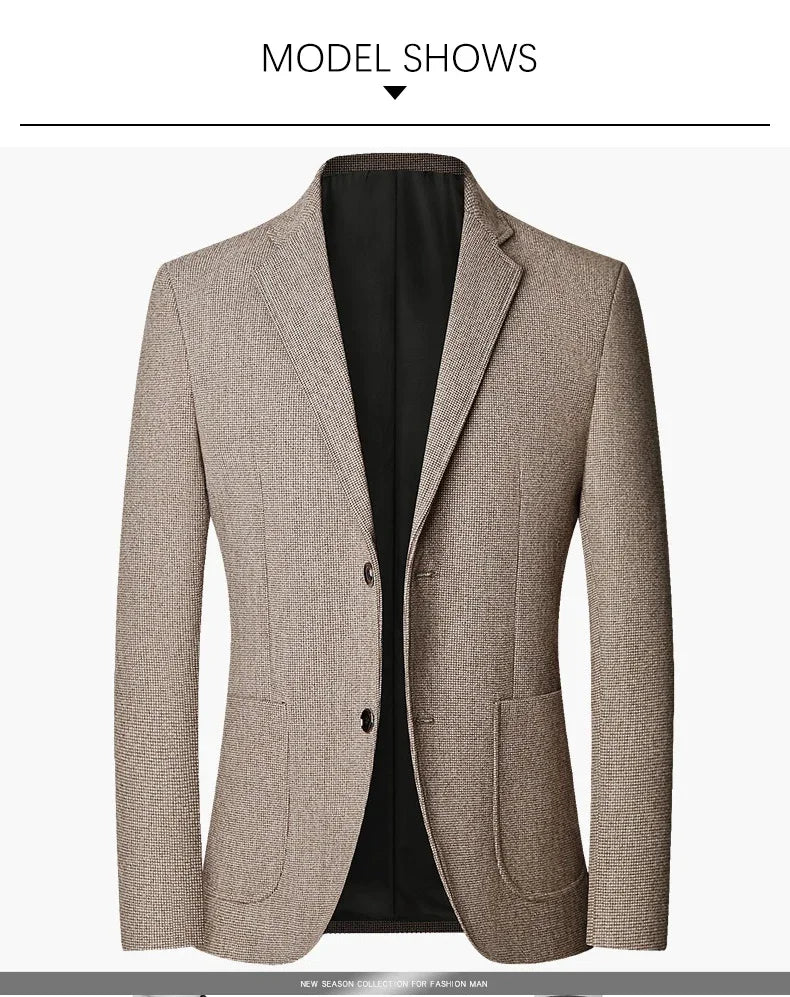 TFETTERS Brand 2025 Spring Elegant Blazer for Men Long Sleeve 2 Button Wedding Party Easy Care Business Blazers Suits Men