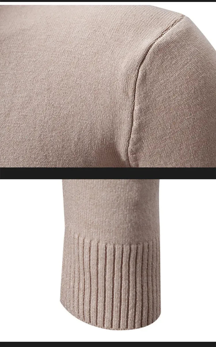 New Arrival Autumn/winter Men's Knitted Pullover Sweater Zipper Half Polo/turtle Neck Casual Top Long Sleeve