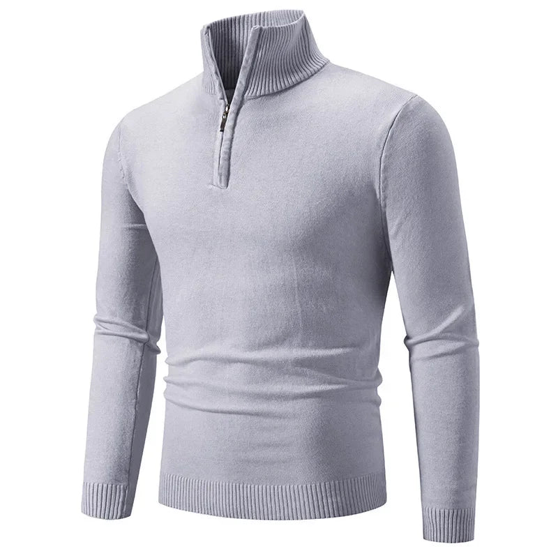 New Arrival Autumn/winter Men's Knitted Pullover Sweater Zipper Half Polo/turtle Neck Casual Top Long Sleeve