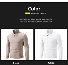 New Arrival Autumn/winter Men's Knitted Pullover Sweater Zipper Half Polo/turtle Neck Casual Top Long Sleeve