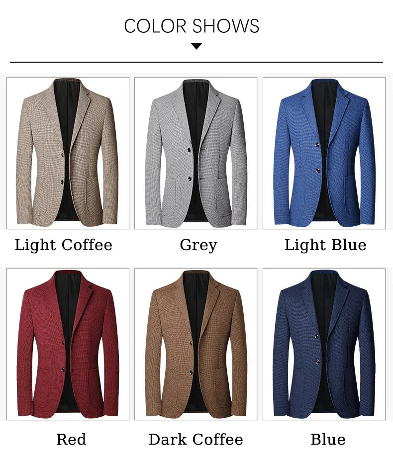 TFETTERS Brand 2025 Spring Elegant Blazer for Men Long Sleeve 2 Button Wedding Party Easy Care Business Blazers Suits Men
