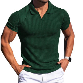 Camisa Polo Masculina Texturizada Romeni Slim Fit Manga Curta