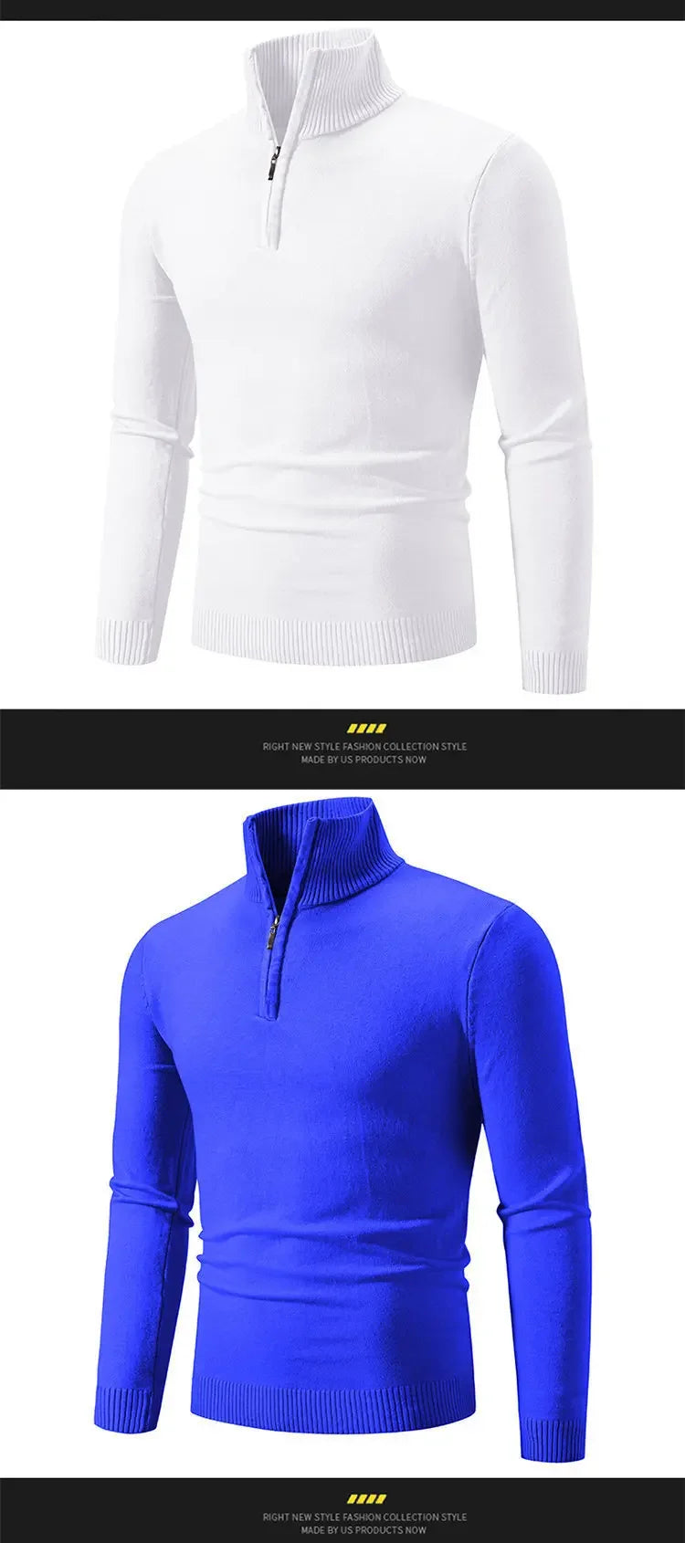 New Arrival Autumn/winter Men's Knitted Pullover Sweater Zipper Half Polo/turtle Neck Casual Top Long Sleeve
