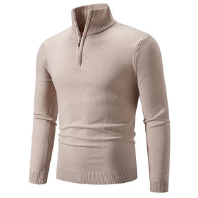 New Arrival Autumn/winter Men's Knitted Pullover Sweater Zipper Half Polo/turtle Neck Casual Top Long Sleeve