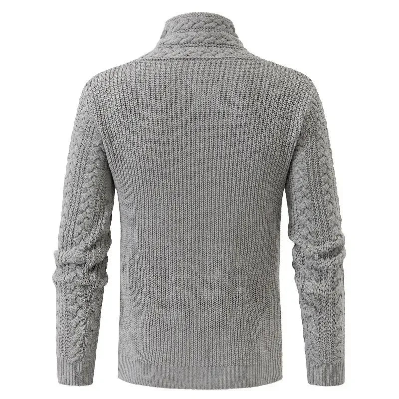 Suéter Masculino Valmont Tricô Trançado Gola Alta