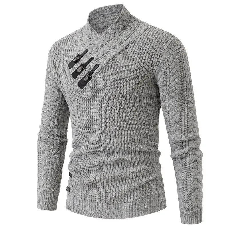 Suéter Masculino Valmont Tricô Trançado Gola Alta