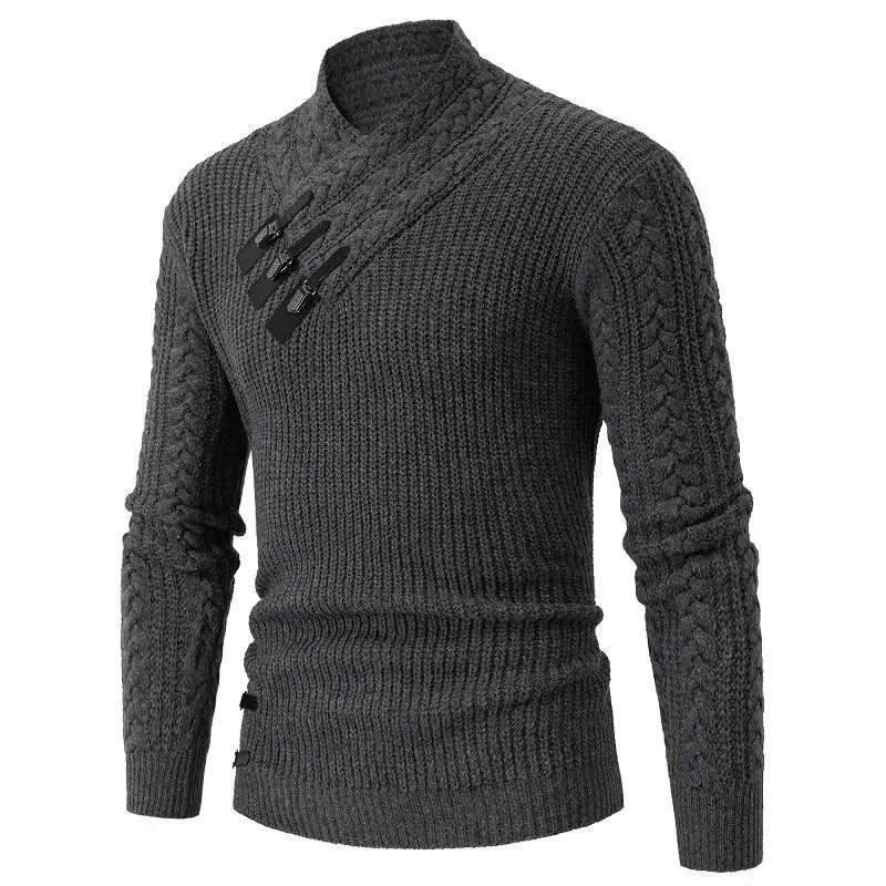 Suéter Masculino Valmont Tricô Trançado Gola Alta