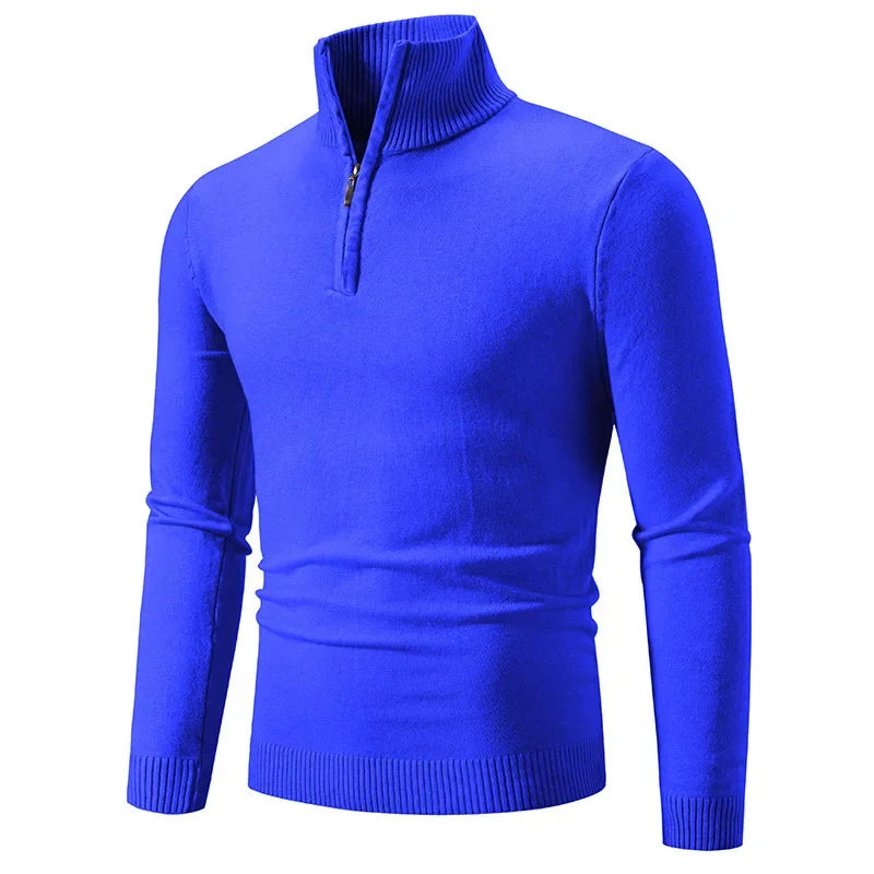 New Arrival Autumn/winter Men's Knitted Pullover Sweater Zipper Half Polo/turtle Neck Casual Top Long Sleeve