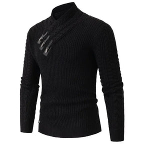 Suéter Masculino Valmont Tricô Trançado Gola Alta