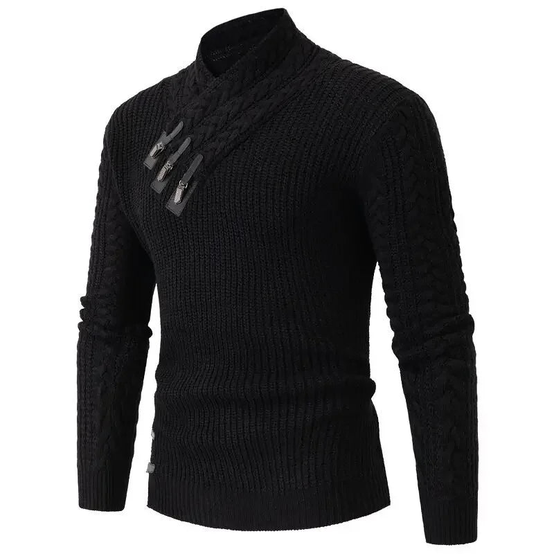 Suéter Masculino Valmont Tricô Trançado Gola Alta